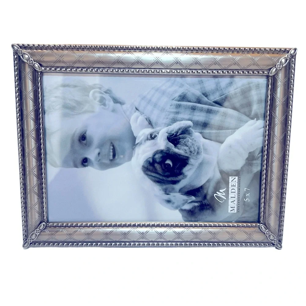 Elegant Silver Decorative Tabletop Photo Frame which Fits 5 x 7 Photo by Malden